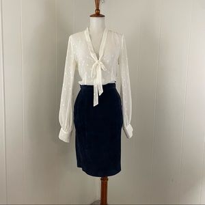 Vintage Leather‎ Navy Blue Pencil Skirt